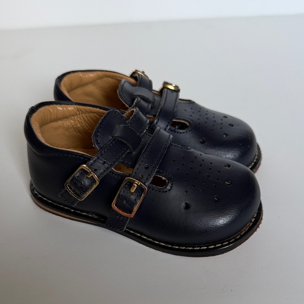 Josmo Navy Blue baby toddler leather walking Dress Shoes with Buckle Straps 5.5